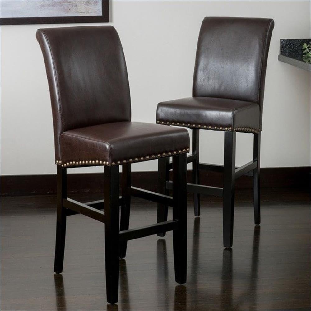 image:imageChristopher Knight Home Lisette Leather Barstools 2Pcs Set Brown