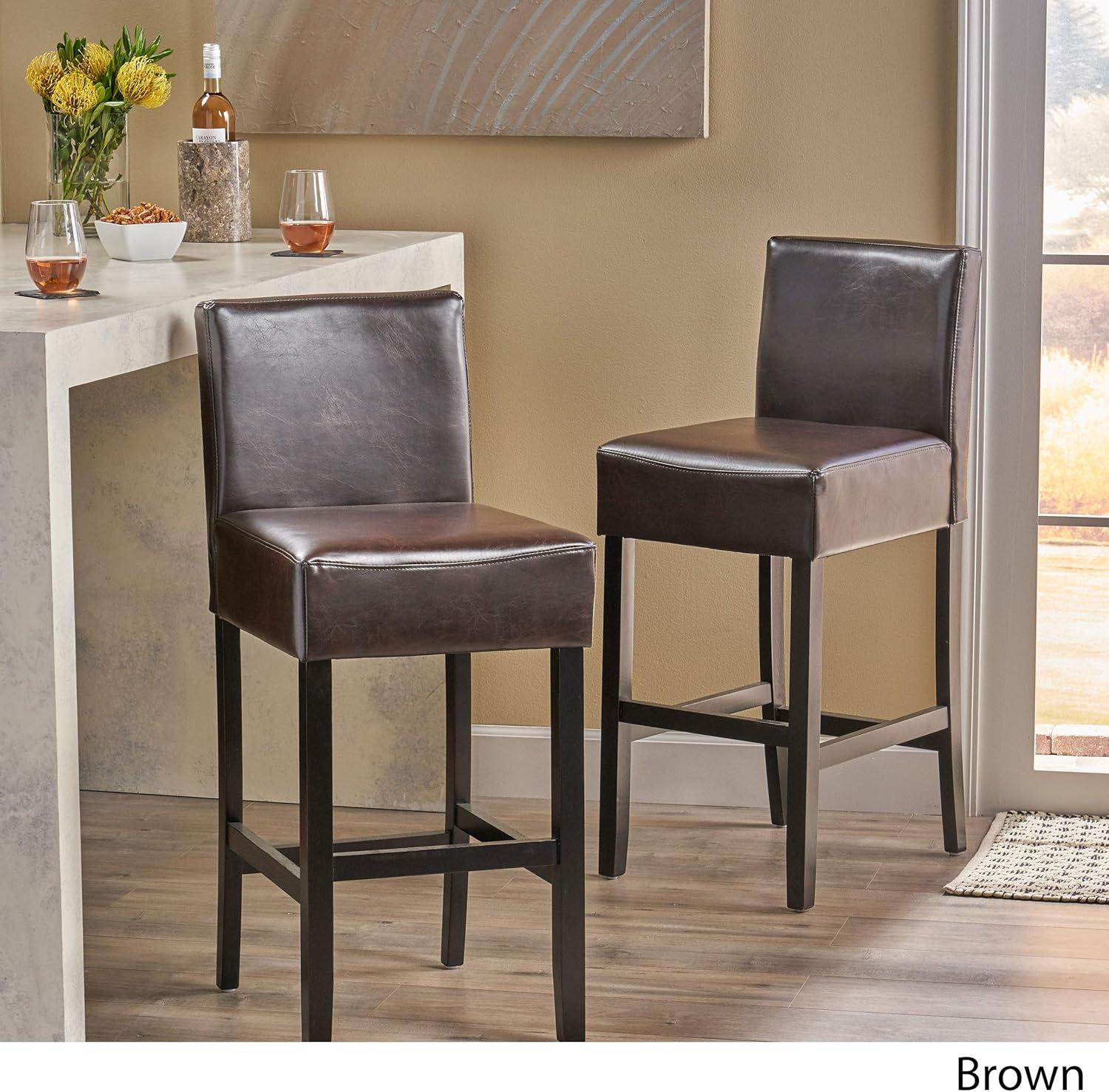 image:imageChristopher Knight Home Lopez Leather Bar Stools 2Pcs Set Brown