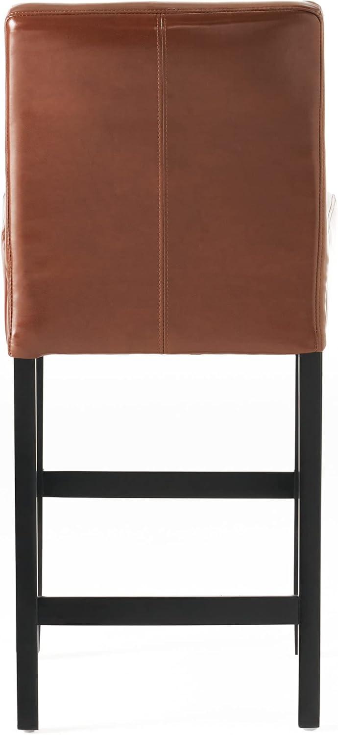 image:imageChristopher Knight Home Lopez Leather Counter Stools 2Pcs Set Hazelnut