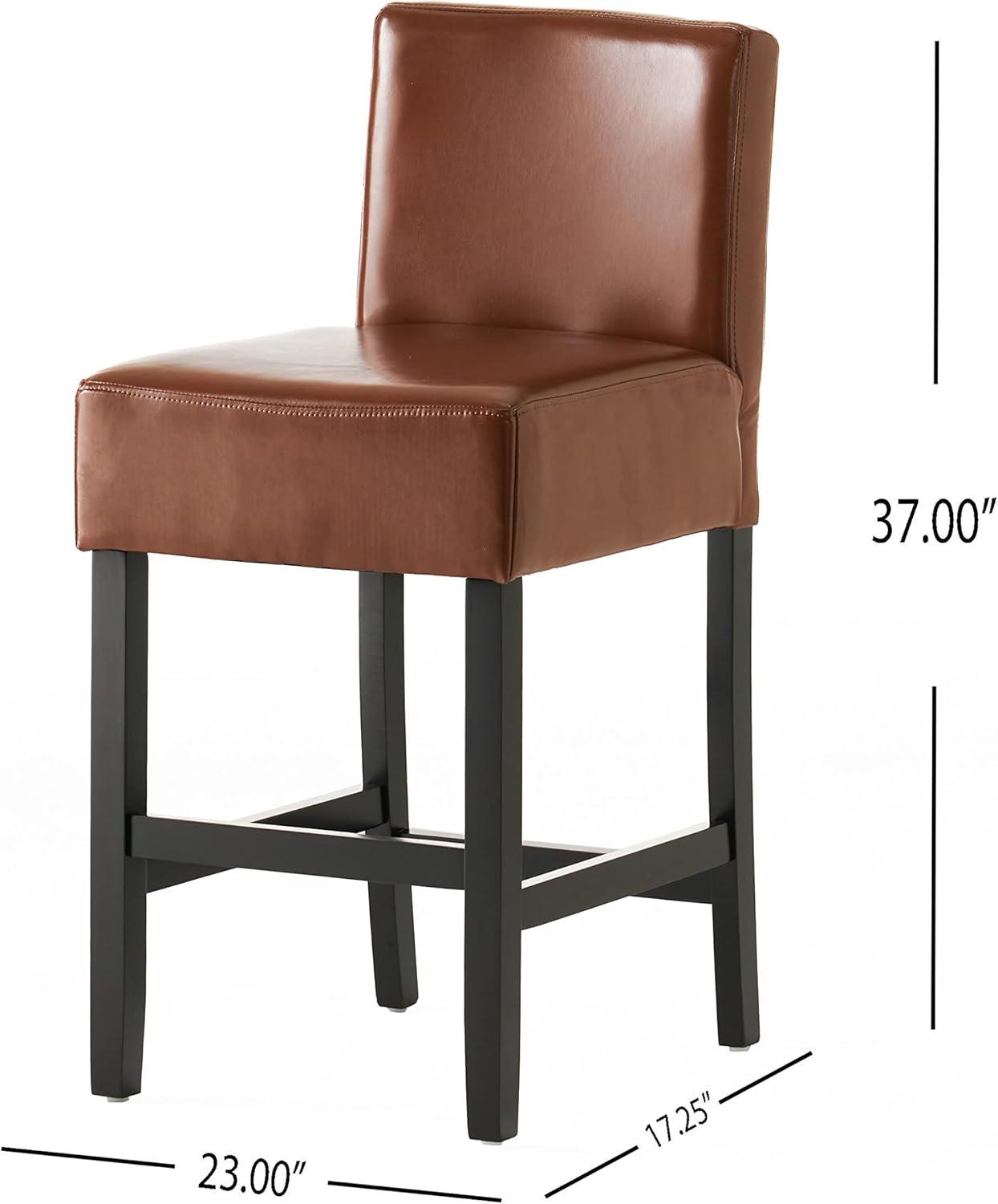 image:imageChristopher Knight Home Lopez Leather Counter Stools 2Pcs Set Hazelnut