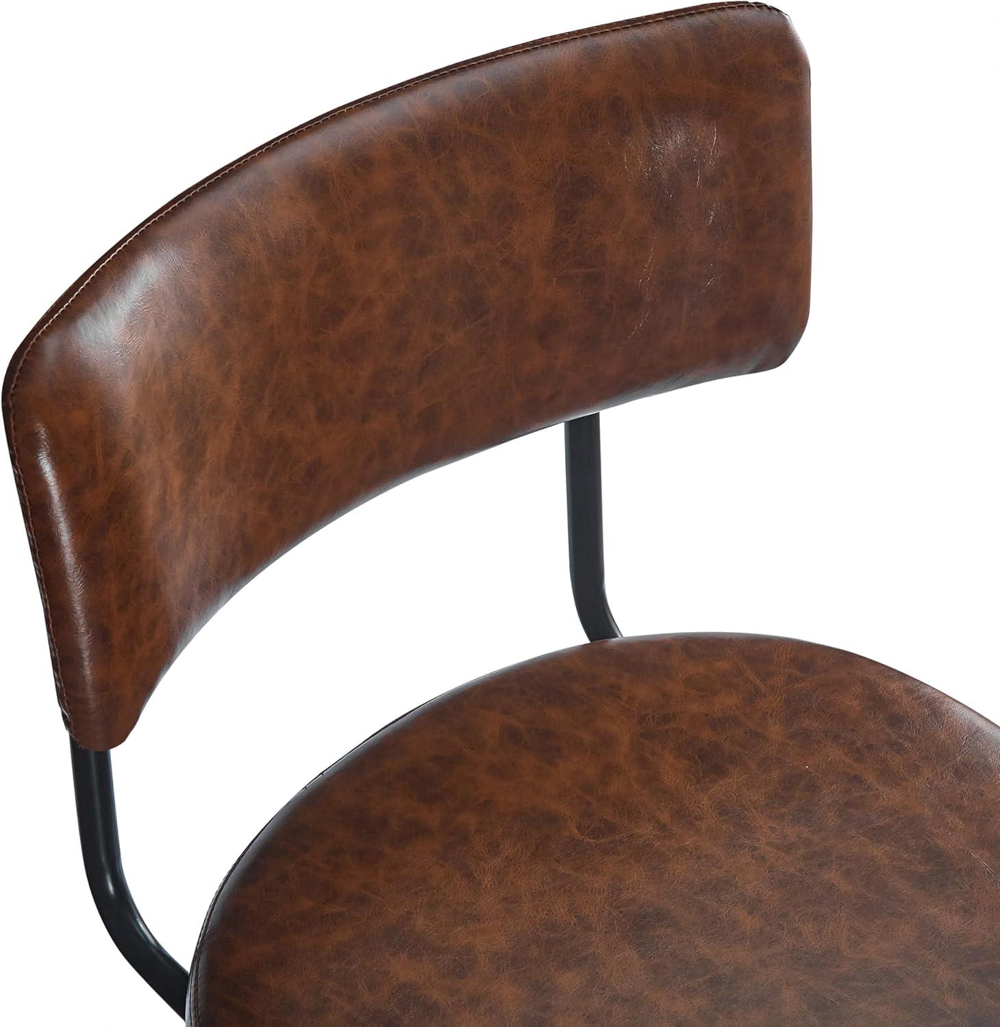 image:imageChristopher Knight Home Set of 2 Retro 360Degree Swivel Counter Stools with Iron Frame and Faux Leather Cushion BowknotShaped Footrest Barstool for Kitchen Bedroom Dining Room Brown and Black