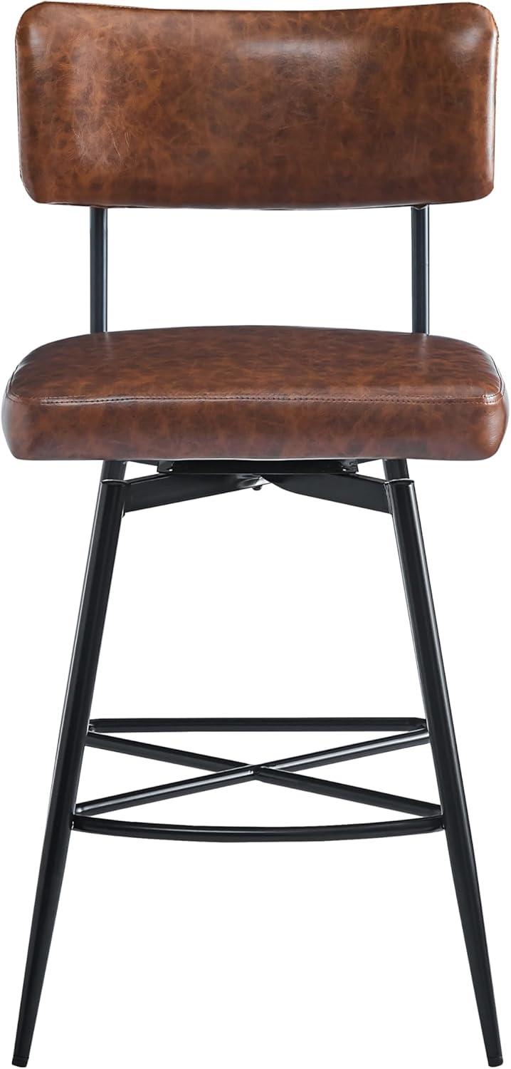 image:imageChristopher Knight Home Set of 2 Retro 360Degree Swivel Counter Stools with Iron Frame and Faux Leather Cushion BowknotShaped Footrest Barstool for Kitchen Bedroom Dining Room Brown and Black