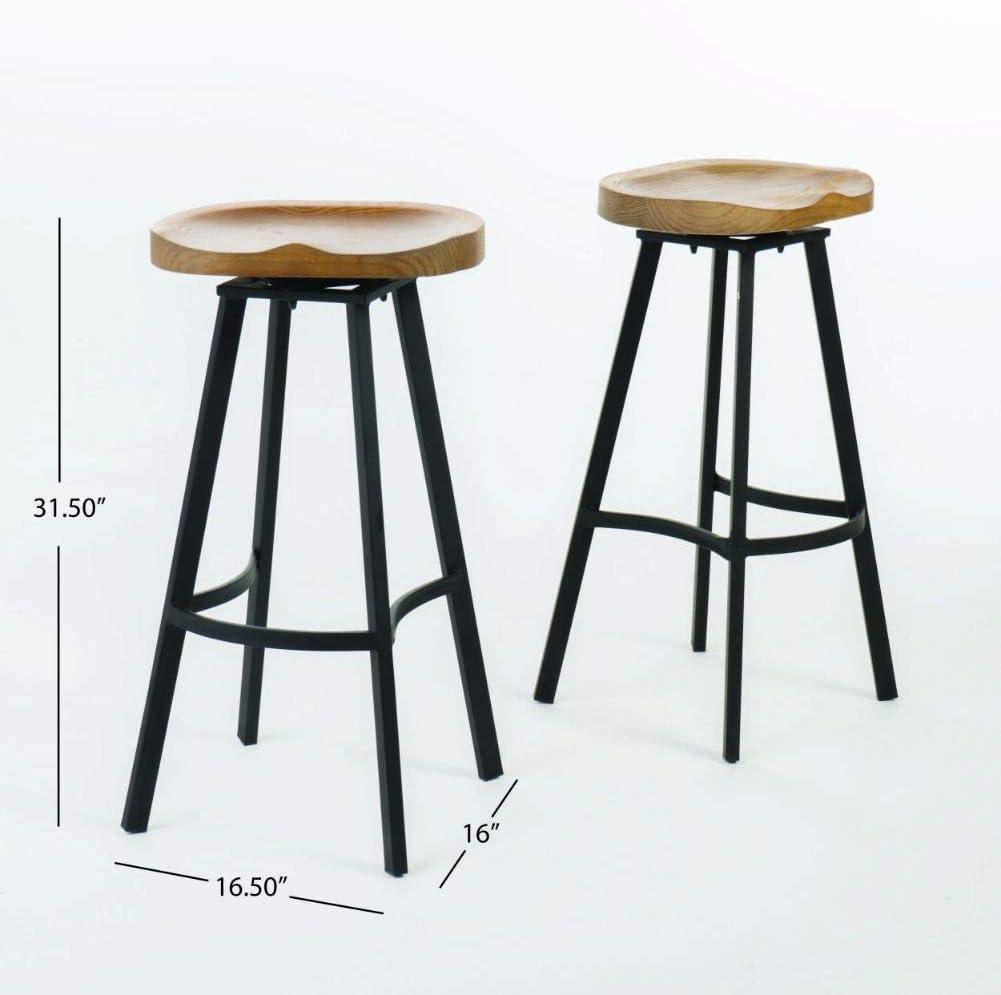 image:imageChristopher Knight Home Silas Pinewood Swivel Barstools 2Pcs Set Antique With A Natural Finish