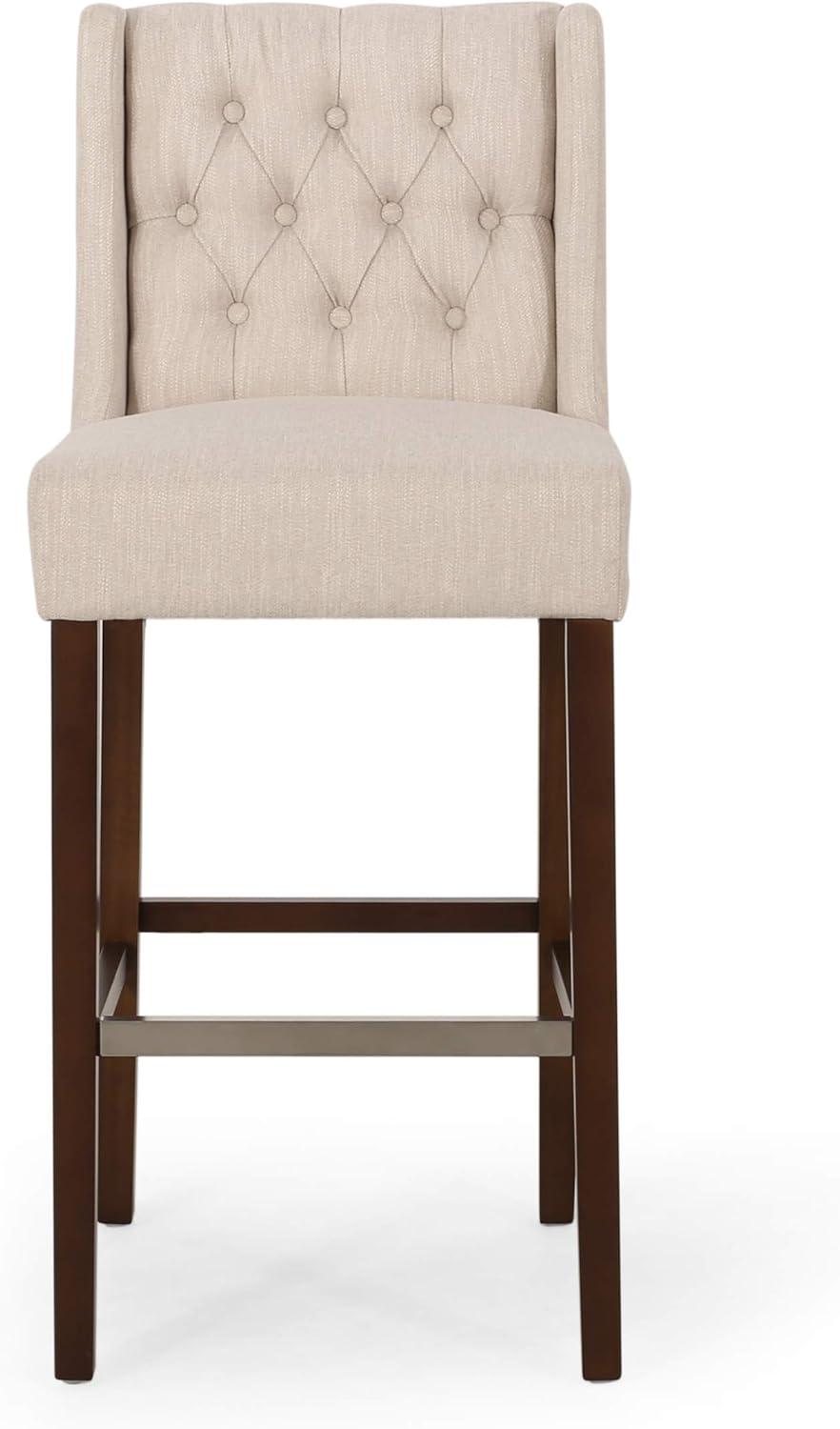 image:imageChristopher Knight Home Spencer Contemporary Wingback Barstools Set of 2 Dark Brown and Espresso Faux LeatherBeige and Espresso
