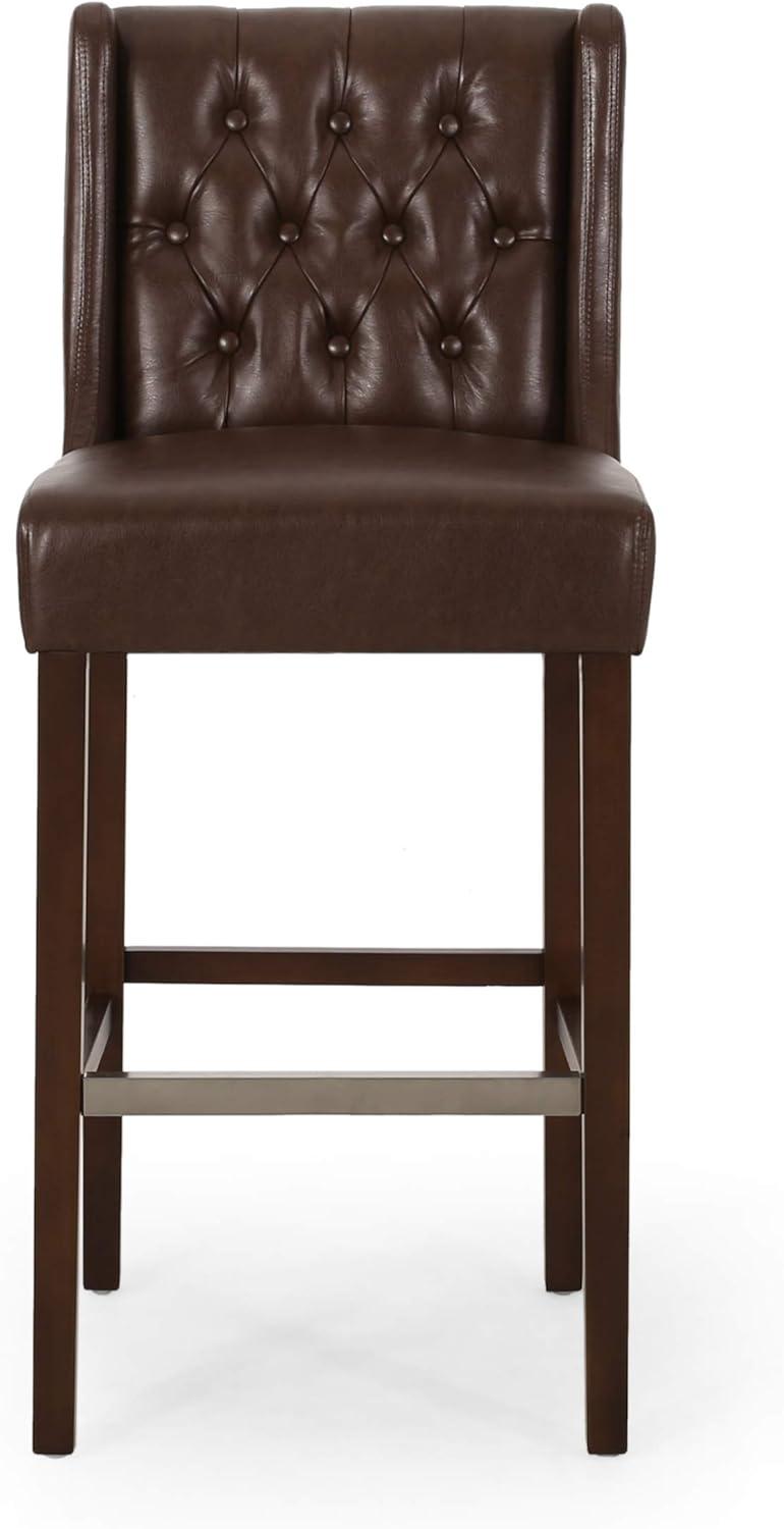 image:imageChristopher Knight Home Spencer Contemporary Wingback Barstools Set of 2 Dark Brown and Espresso Faux LeatherDark Brown and Espresso