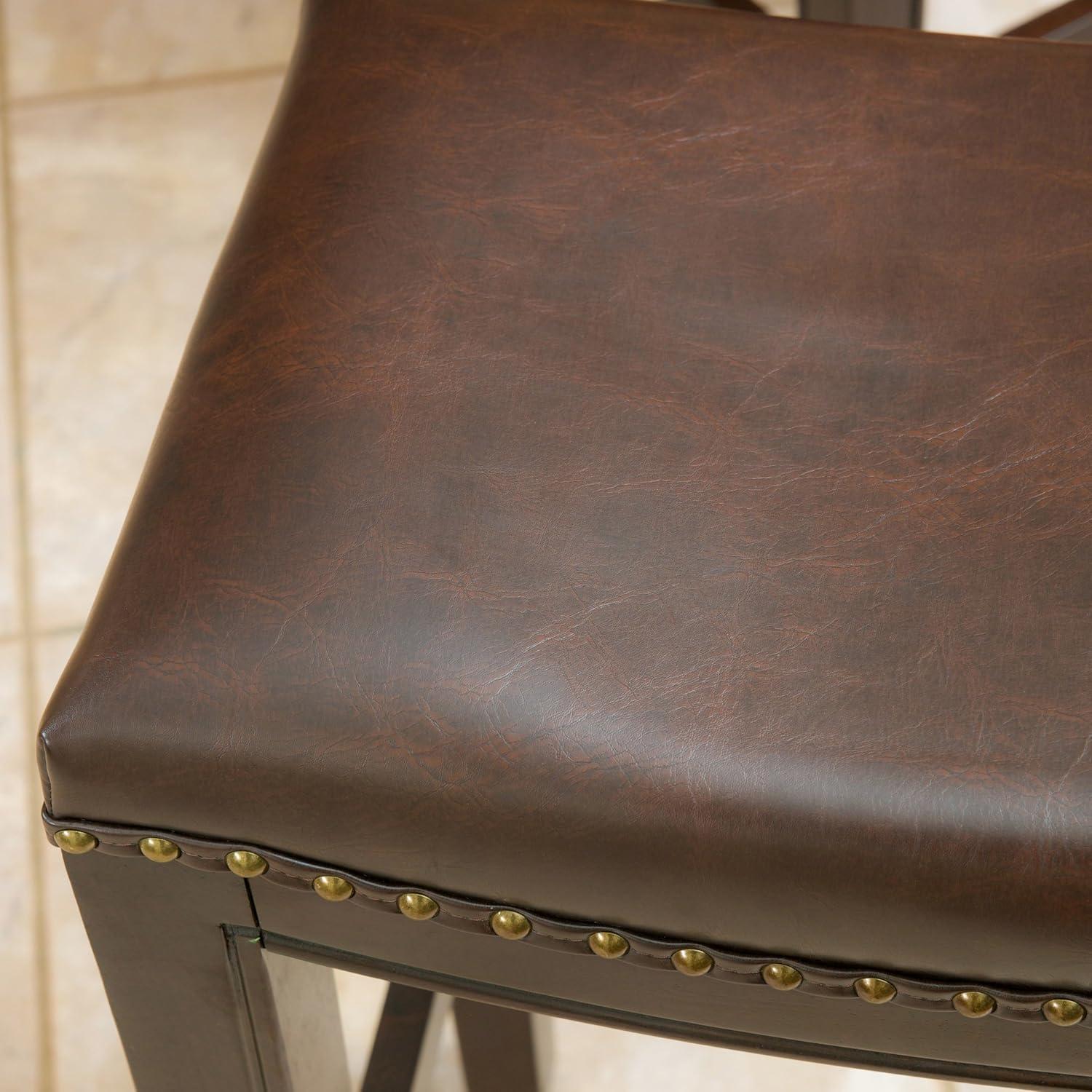 image:imageChristopher Knight Home Transitional Brown Leather Counter Stools Set of 2