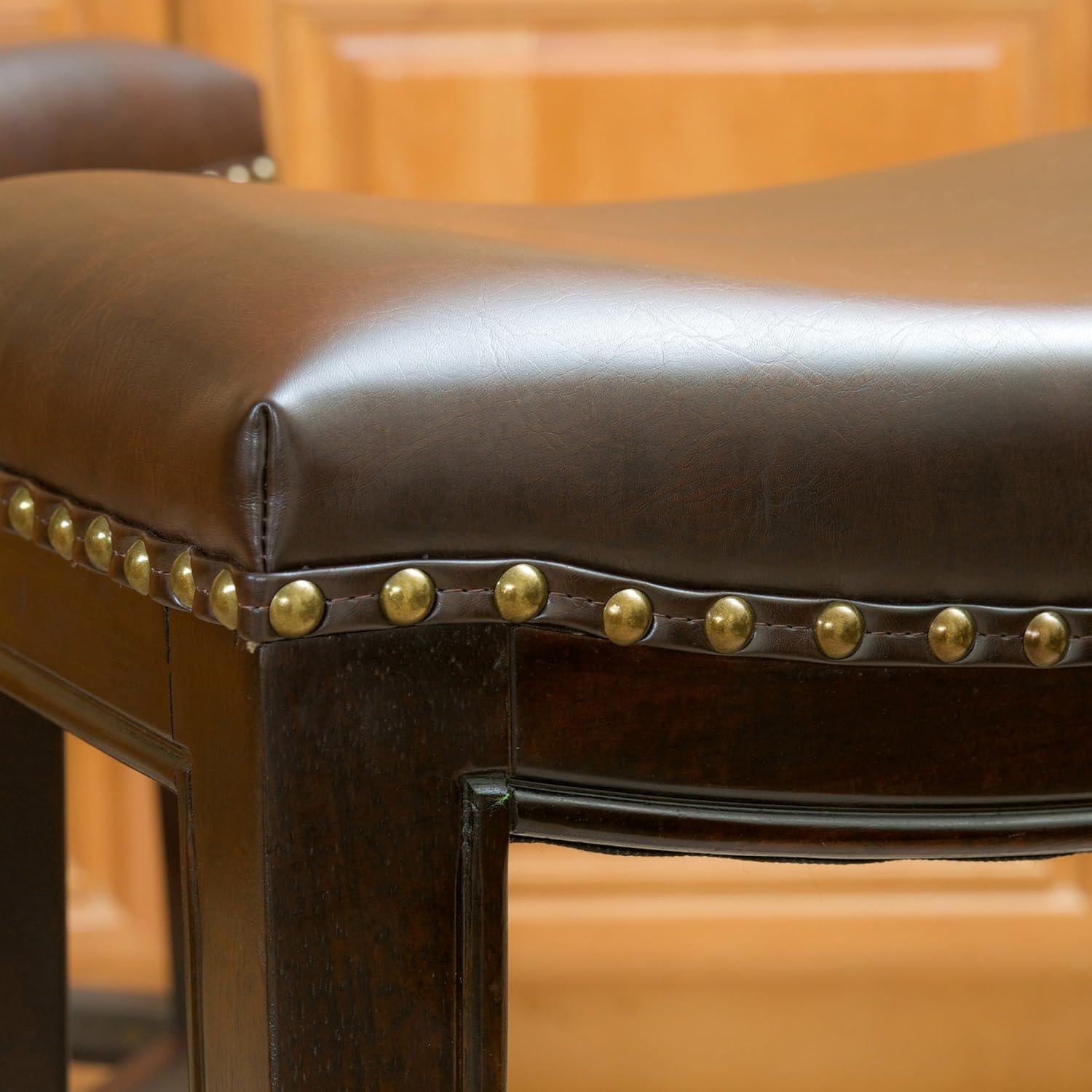 image:imageChristopher Knight Home Transitional Brown Leather Counter Stools Set of 2