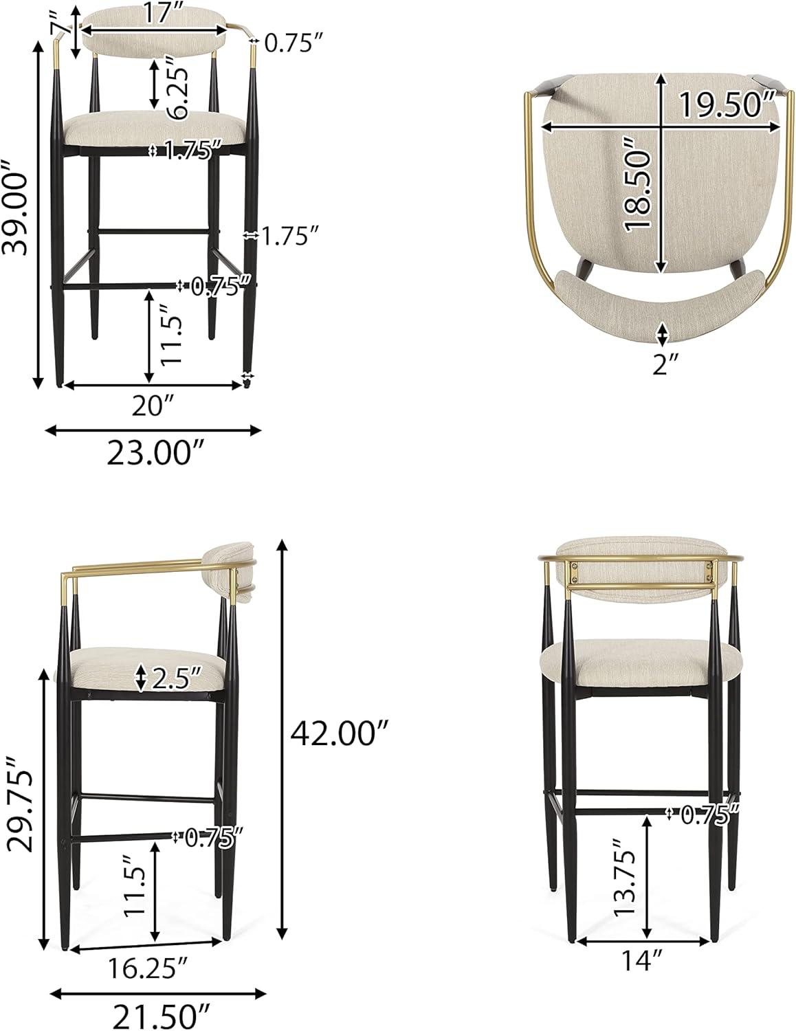 image:imageElmore 30 Inch Barstools BeigeBlackGold Set of 2