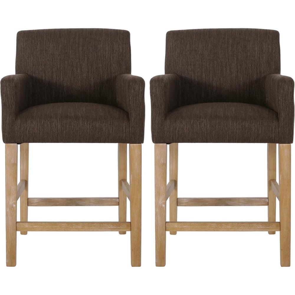 image:imageChristopher Knight Home Armga Upholstered 26 inch Counter Stools BrownWeathered Natural Set of 2