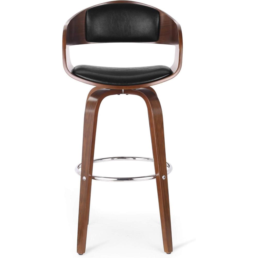 image:imageChristopher Knight Home Clyo Upholstered Swivel Barstool Midnight BlackWalnutMidnight Black Chrome Walnut