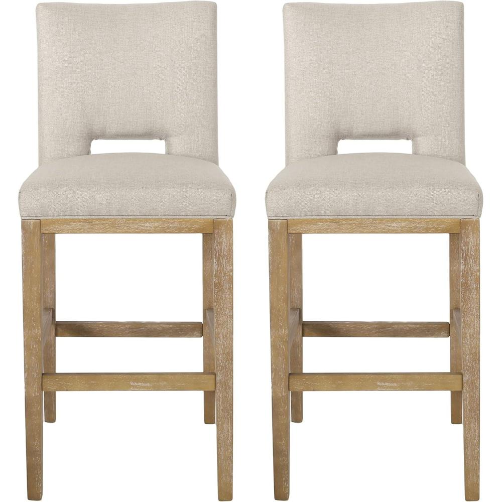 image:imageChristopher Knight Home Coloma Upholstered 31 Inch Barstools  WheatWeathered Natural Set of 2