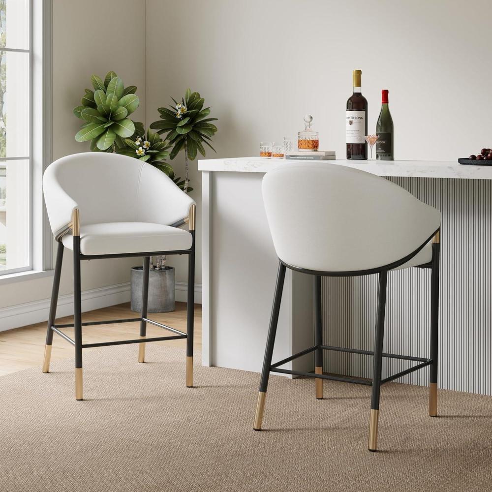 image:imageChristopher Knight Home Jymer Modern Counter Stool Set of 2 Kitchen Counter Height Bar Stool Cocktail Stool with Curved Backrest Fabric Upholstered Armchair for Home Bar Table GreyGoldBlackBeigegoldblack