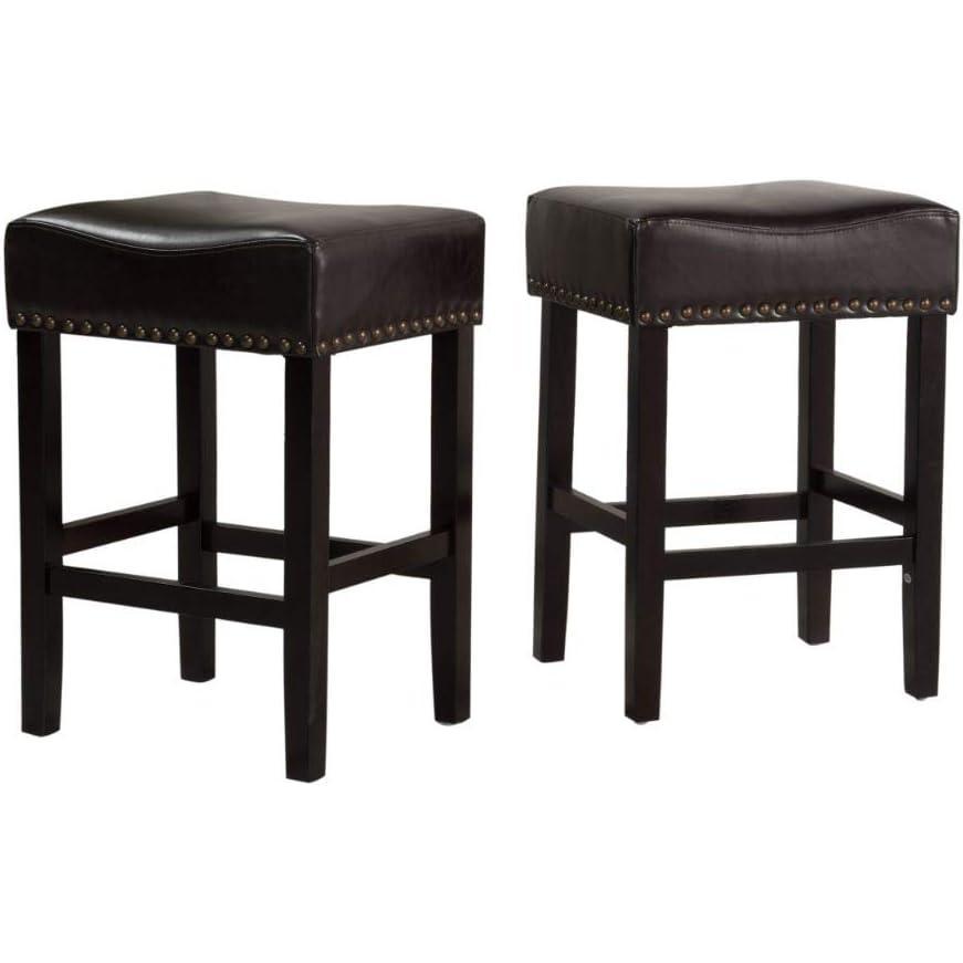 image:imageChristopher Knight Home Lisette Backless Leather Counter Stools 2Pcs Set Black