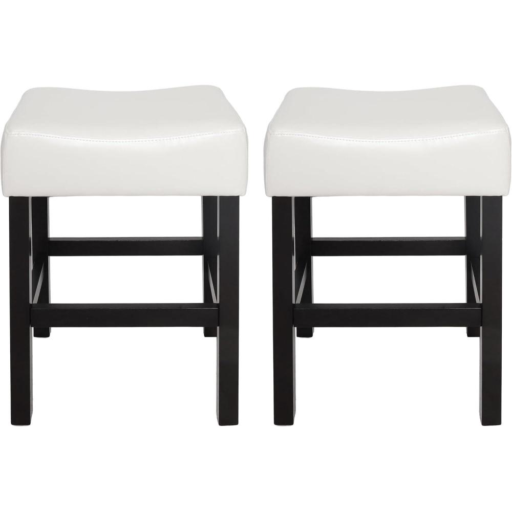 image:imageChristopher Knight Home Lopez Backless Leather Counter Stools 2Pcs Set Ivory
