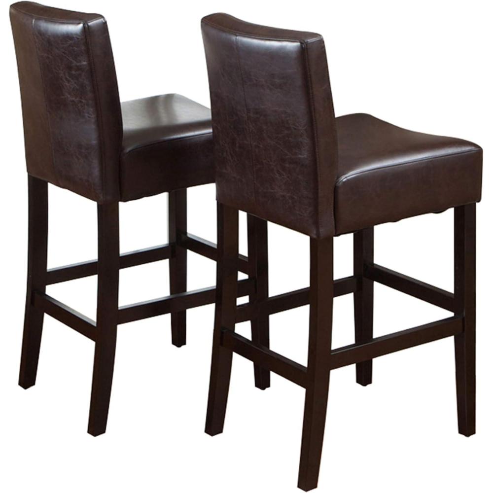 image:imageChristopher Knight Home Lopez Leather Bar Stools 2Pcs Set Brown