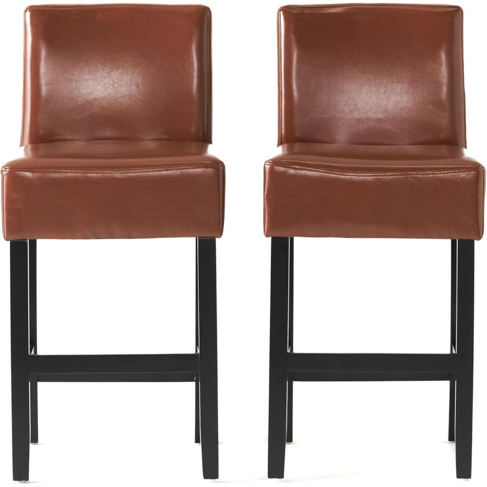 image:imageChristopher Knight Home Lopez Leather Counter Stools 2Pcs Set Hazelnut