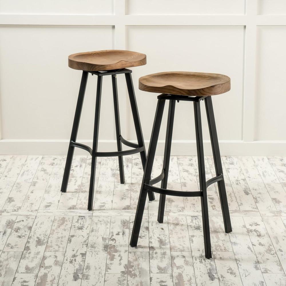 image:imageChristopher Knight Home Silas Pinewood Swivel Barstools 2Pcs Set Antique With A Natural Finish