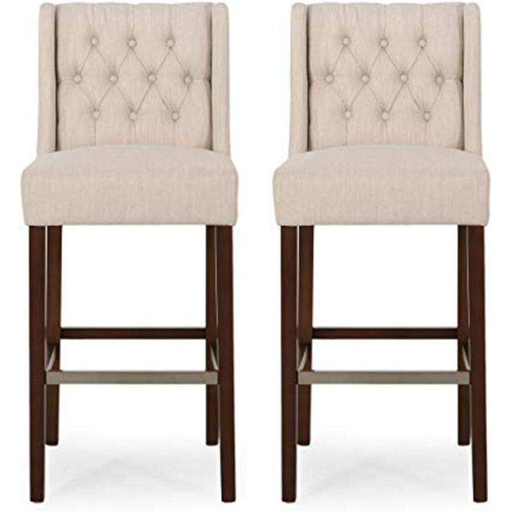 image:imageChristopher Knight Home Spencer Contemporary Wingback Barstools Set of 2 Dark Brown and Espresso Faux LeatherBeige and Espresso