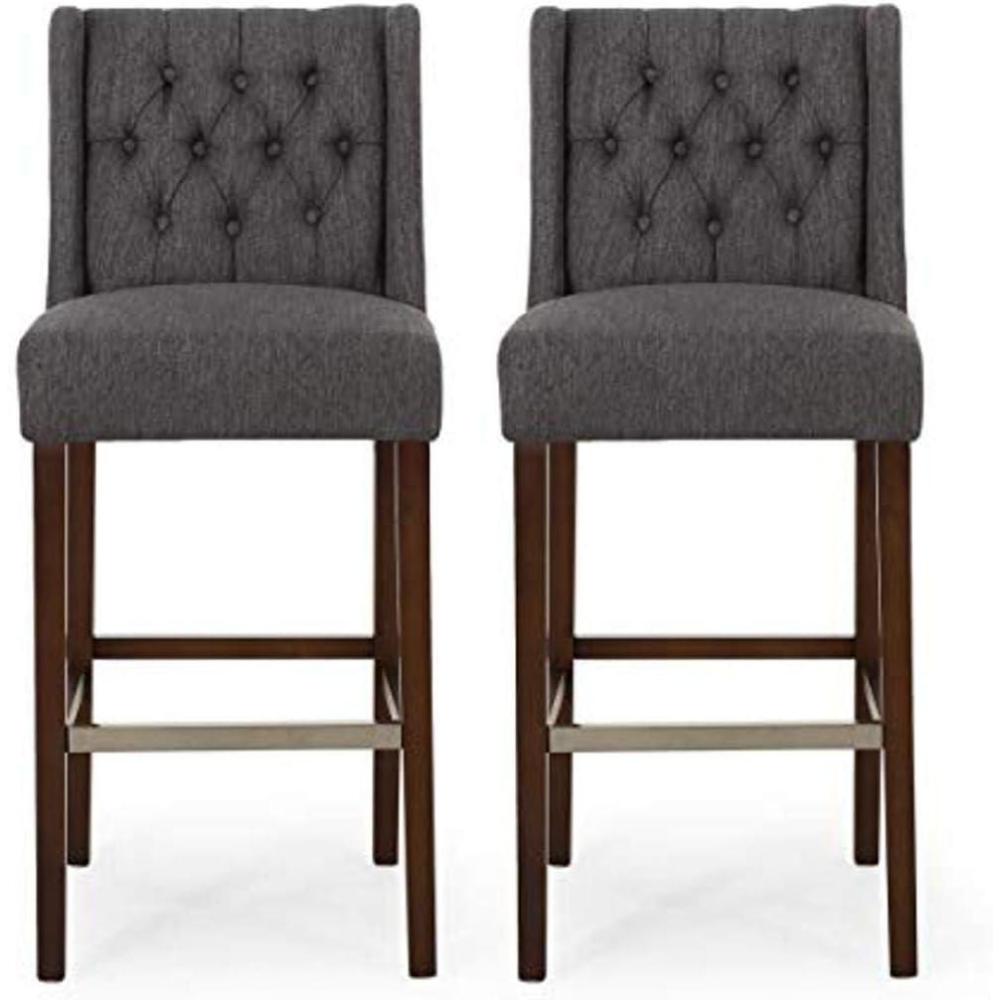 image:imageChristopher Knight Home Spencer Contemporary Wingback Barstools Set of 2 Dark Brown and Espresso Faux LeatherCharcoal and Espresso