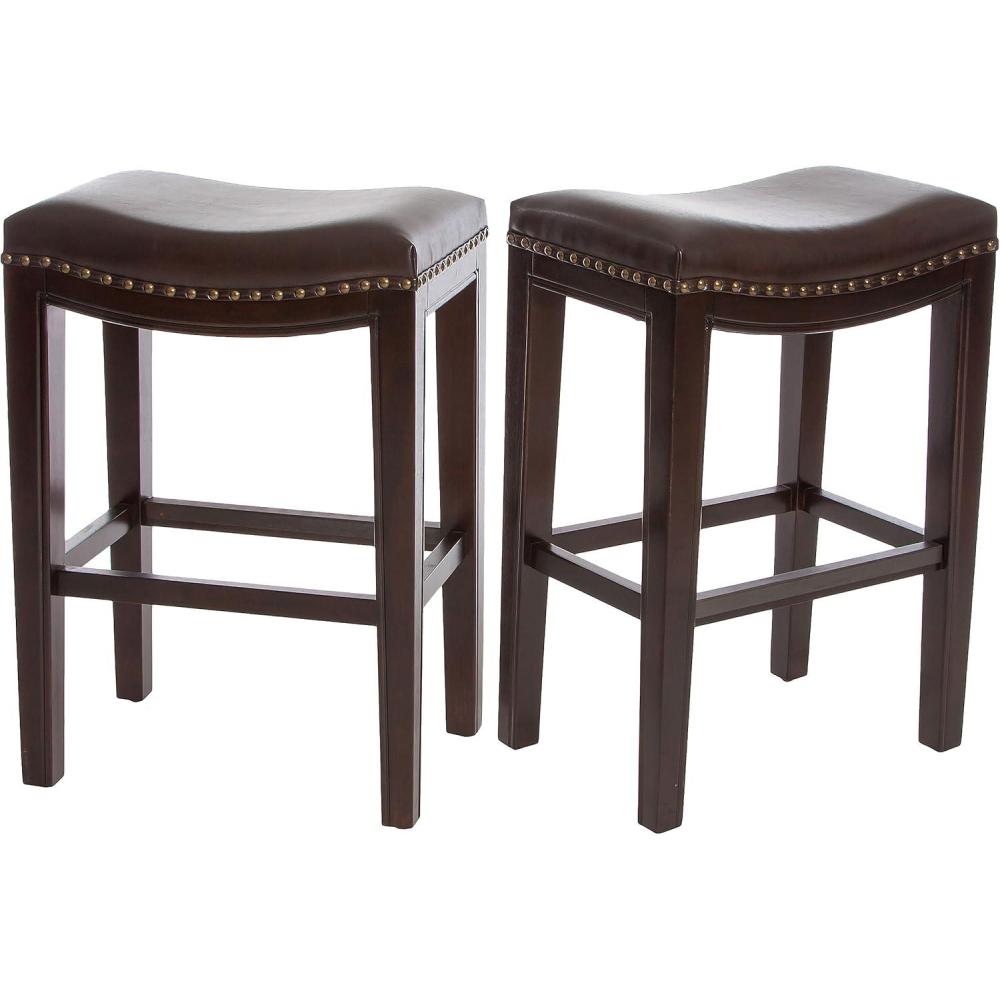 image:imageChristopher Knight Home Transitional Brown Leather Counter Stools Set of 2