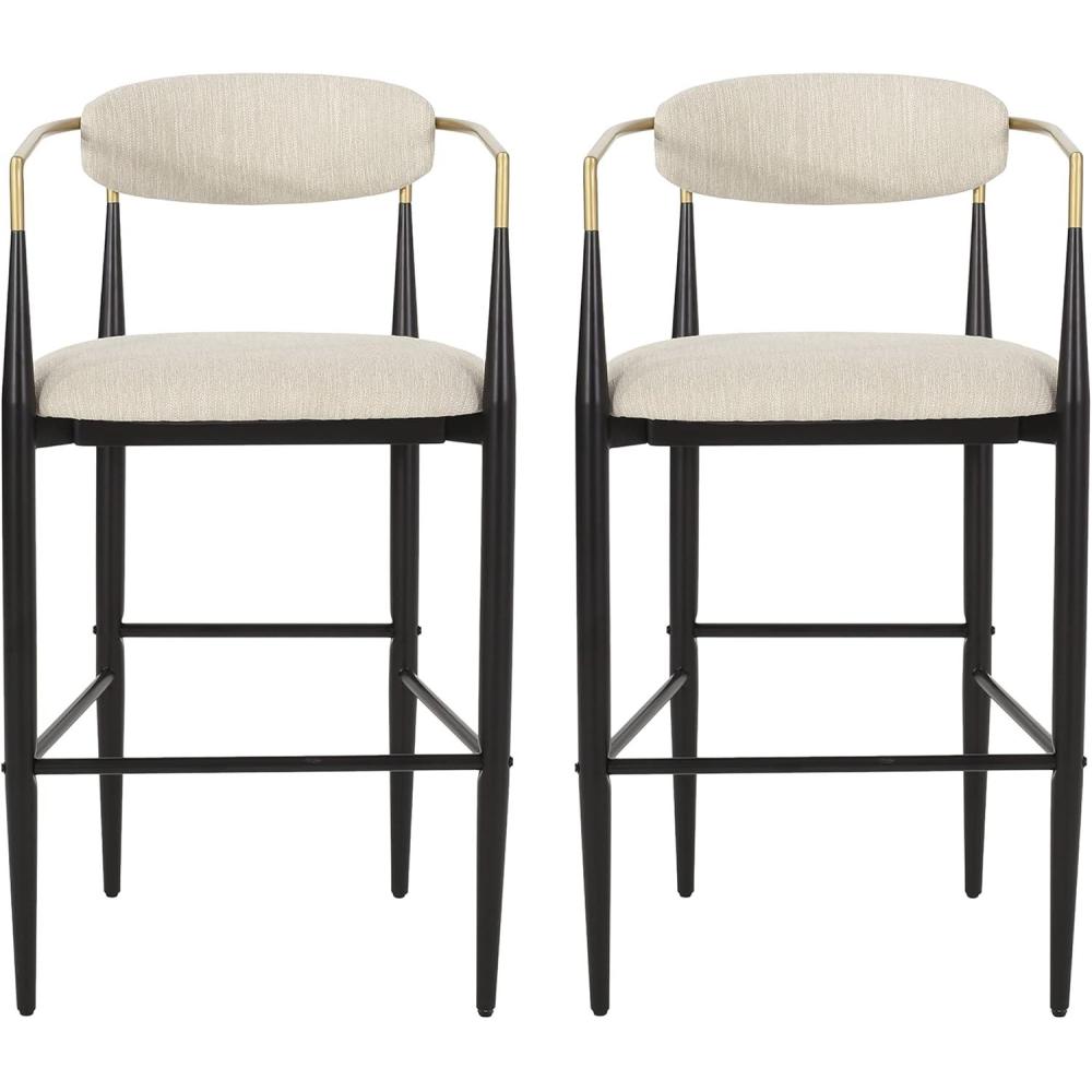 image:imageElmore 30 Inch Barstools  BeigeBlackGold Set of 2
