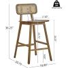 Christopher Knight Home Bari Minimalist Wood Barstool Set of 2, Bar Chairs Kitchen Stools with Wicker Backrest, Modern Armless Stools for Kitchen Island, 25.75” Seat Height, Walnut Finish(Walnut Finish)
