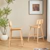 Christopher Knight Home Bari Minimalist Wood Barstool Set of 2, Bar Chairs Kitchen Stools with Wicker Backrest, Modern Armless Stools for Kitchen Island, 25.75” Seat Height, Walnut Finish(Natural Finish)