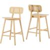 Christopher Knight Home Bari Minimalist Wood Barstool Set of 2, Bar Chairs Kitchen Stools with Wicker Backrest, Modern Armless Stools for Kitchen Island, 25.75” Seat Height, Walnut Finish(Natural Finish)