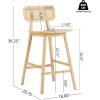 Christopher Knight Home Bari Minimalist Wood Barstool Set of 2, Bar Chairs Kitchen Stools with Wicker Backrest, Modern Armless Stools for Kitchen Island, 25.75” Seat Height, Walnut Finish(Natural Finish)