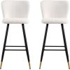 Christopher Knight Home Boaz 29.92″H Barstools Set of 2, Counter Stools, Boucle Upholstered Counter Height Bar Chairs, Comfy Bistro Stool, Kitchen Chairs, Barstool for Home Bar, Kitchen Counter, White