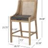 Christopher Knight Home Cataldo Upholstered 25.5 inch Counter Stools (Set of 2) – Wood and Cane – Charcoal/Natural(Charcoal/Natural)