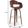 Christopher Knight Home Clyo Upholstered Swivel Barstool – Midnight Black/Walnut(Cognac Brown + Chrome + Walnut)