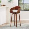 Christopher Knight Home Clyo Upholstered Swivel Barstool – Midnight Black/Walnut(Cognac Brown + Chrome + Walnut)