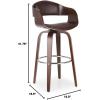 Christopher Knight Home Clyo Upholstered Swivel Barstool – Midnight Black/Walnut(Dark Brown + Chrome + Walnut)