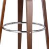Christopher Knight Home Clyo Upholstered Swivel Barstool – Midnight Black/Walnut(Midnight Black + Chrome + Walnut)