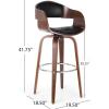 Christopher Knight Home Clyo Upholstered Swivel Barstool – Midnight Black/Walnut(Midnight Black + Chrome + Walnut)