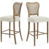 Christopher Knight Home Collda Modern Upholstered Barstools, Wicker Backrest, Vintage Classic Style for Home Bar, Living Room, Kitchen Counter (Set of 2), Dark Brown+Beige