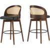 Christopher Knight Home Como Set of 2 Wood Counter Stools, Faux Leather Bar Chairs Kitchen Stools, Comfy Counter Height Bar Stool Seating for Island, 23.75”Seat Height, Beige + Walnut(Black + Dark Walnut)
