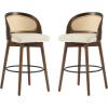 Christopher Knight Home Como Set of 2 Wood Counter Stools, Faux Leather Bar Chairs Kitchen Stools, Comfy Counter Height Bar Stool Seating for Island, 23.75”Seat Height, Beige + Walnut(Beige + Walnut)