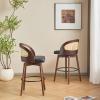 Christopher Knight Home Como Set of 2 Wood Counter Stools, Faux Leather Bar Chairs Kitchen Stools, Comfy Counter Height Bar Stool Seating for Island, 23.75”Seat Height, Beige + Walnut(Black + Dark Walnut)