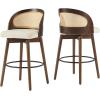 Christopher Knight Home Como Set of 2 Wood Counter Stools, Faux Leather Bar Chairs Kitchen Stools, Comfy Counter Height Bar Stool Seating for Island, 23.75”Seat Height, Beige + Walnut(Beige + Walnut)