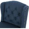 Christopher Knight Home Foxwood Wingback Barstools (Set of 2), Navy Blue and Dark Brown