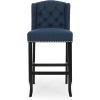 Christopher Knight Home Foxwood Wingback Barstools (Set of 2), Navy Blue and Dark Brown