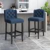 Christopher Knight Home Foxwood Wingback Barstools (Set of 2), Navy Blue and Dark Brown