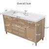 Christopher Knight Home Gavine 60″ Bathroom Vanity with SMC Sink, Modern Bathroom Storage Cabinet with Drawer, Wooden Large Bathroom Sink Vanity Combo Set, Natural Brown(Natural Brown)