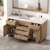 Christopher Knight Home Gavine 60″ Bathroom Vanity with SMC Sink, Modern Bathroom Storage Cabinet with Drawer, Wooden Large Bathroom Sink Vanity Combo Set, Natural Brown(Natural Brown)