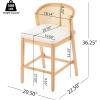Christopher Knight Home JENA Rattan Counter Stools Set of 2, Counter Height Bar Stools for Bar Table, Rubberwood Frame with Upholstered Barstools, Wood Accent Chair with Footrest, Beige + Walnut(Beige + Natural)