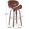 Christopher Knight Home Jakin Upholstered Swivel Barstool – Dark Brown/Walnut(Cognac Brown + Chrome + Walnut)