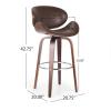Christopher Knight Home Jakin Upholstered Swivel Barstool – Dark Brown/Walnut(Dark Brown + Chrome + Walnut)
