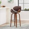 Christopher Knight Home Jakin Upholstered Swivel Barstool – Dark Brown/Walnut(Dark Brown + Chrome + Walnut)